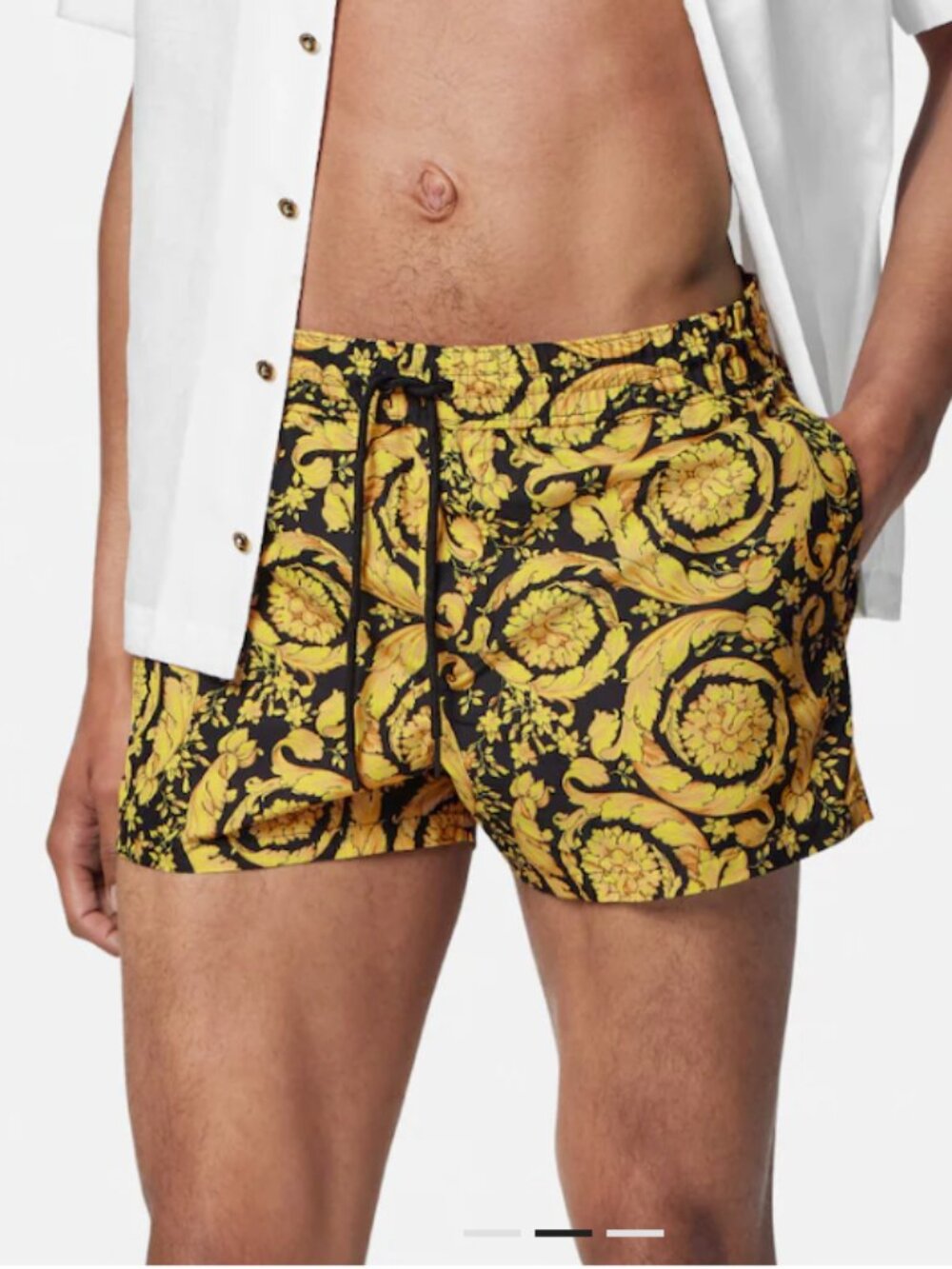 Authentic Versace Men's Barocco Print Swim Shorts - Black/Gold